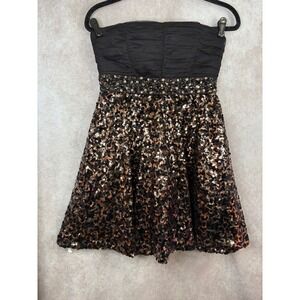 Sequin Hearts Black Strapless Beaded Sequin Party Dress Size 9 Empire Waist